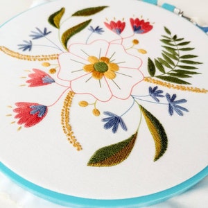 APRIL FLOWERS pdf embroidery pattern, embroidery hoop art, floral bouquet, may flower, floral stitching, embroidered flowers black outline image 5