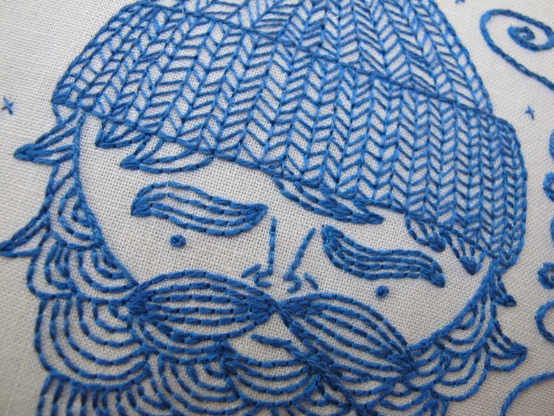 SEA CAPTAIN pdf embroidery pattern, sailor design, embroidery design, nautical theme, salty sailor man, beard man with pipe, by cozyblue image 2