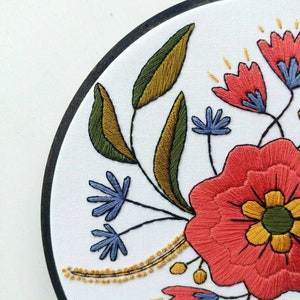 APRIL FLOWERS pdf embroidery pattern, embroidery hoop art, floral bouquet, may flower, floral stitching, embroidered flowers black outline image 8