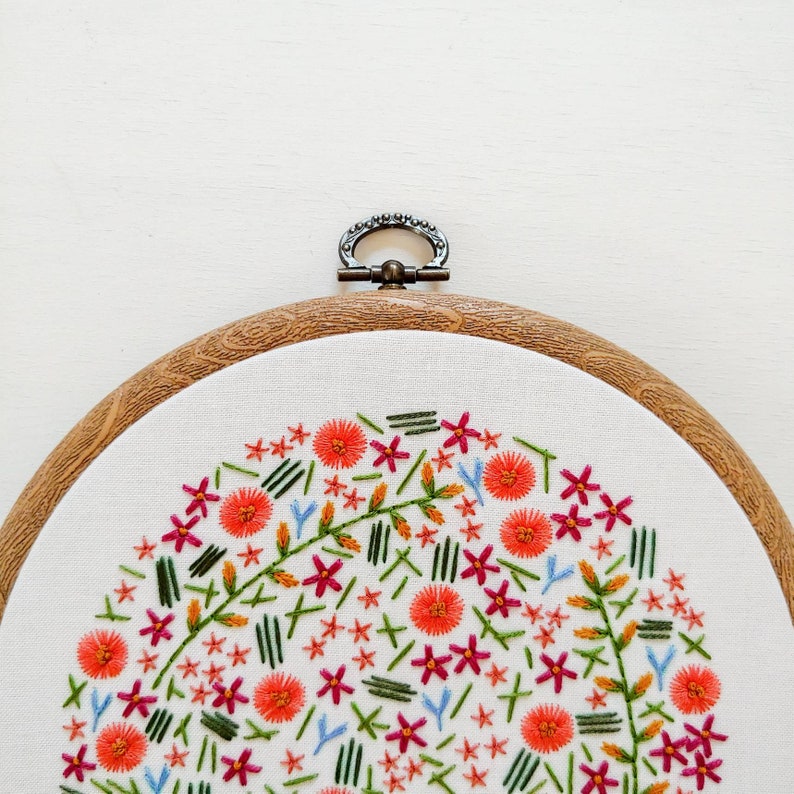 WILDFLOWER MEADOW pdf embroidery pattern, embroidery hoop art, hand embroidered, floral field, summer meadow, wildflowers, field of flower image 2