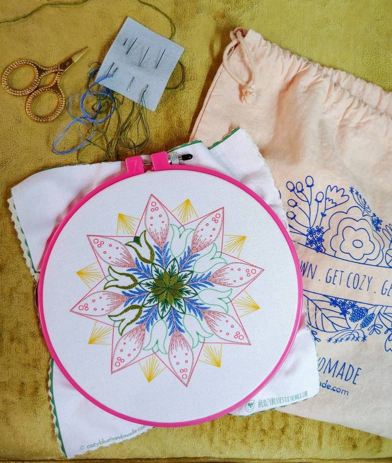 MARKET DAY pdf embroidery pattern, embroidery hoop art, hand embroidery, mandala design, folk art, wagon wheel, stitch pattern image 8