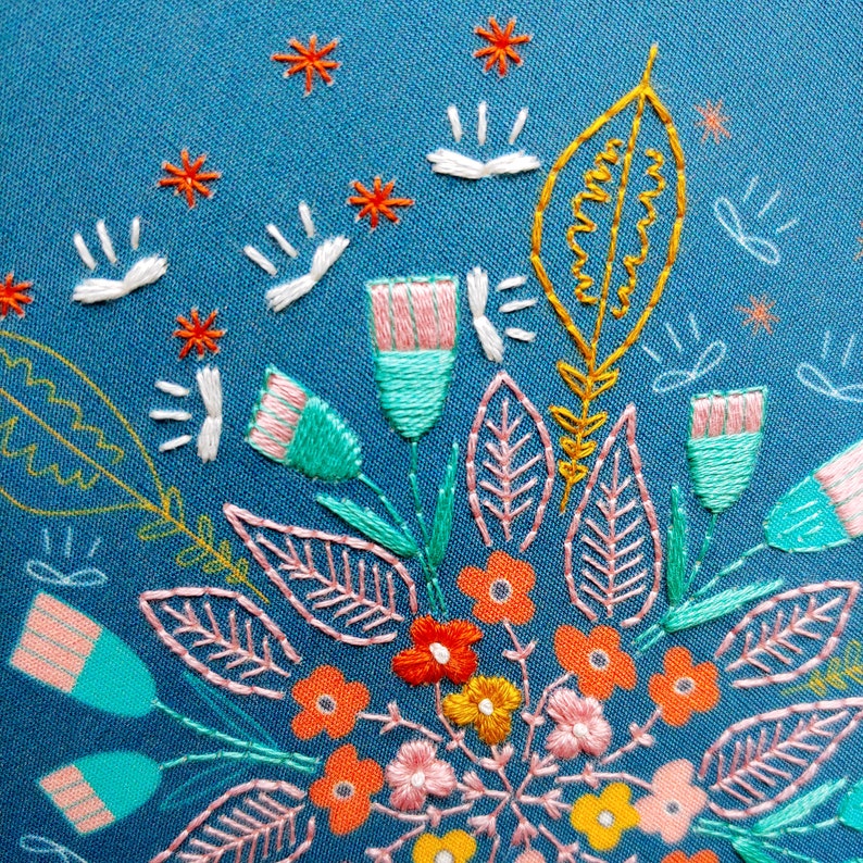 FLORAL BURST - Pdf Embroidery Pattern, Embroidery Hoop Art, Floral ...