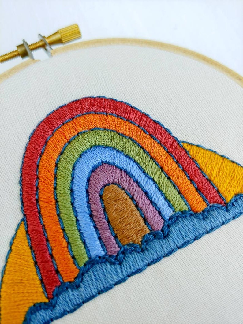 RAINBOW PROUD pdf embroidery pattern, embroidery hoop art, digital download, lgbtq, equal rights, southern equality, gay pride, equality image 5