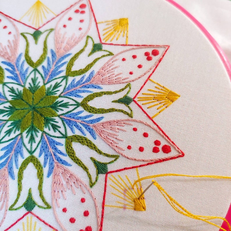 MARKET DAY - pdf embroidery pattern, embroidery hoop art, hand embroidery, mandala design, folk art, wagon wheel, stitch pattern image 10