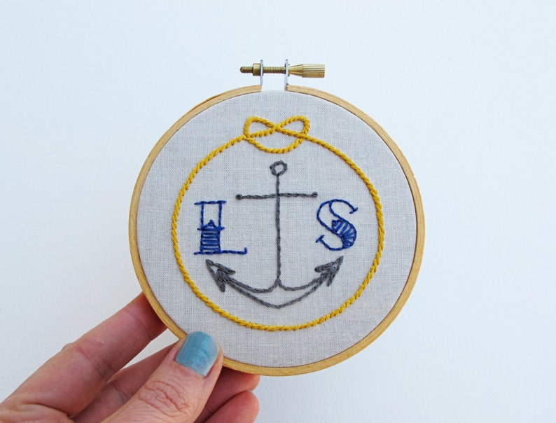 HOLD FAST pdf embroidery pattern custom initials and anchor, nautical, anchor embroidery pattern, nautical design, by cozyblue on etsy image 2