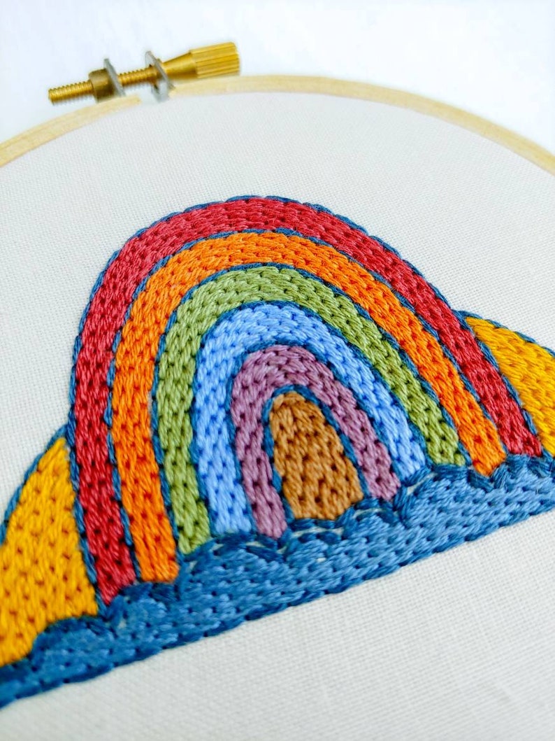 RAINBOW PROUD pdf embroidery pattern, embroidery hoop art, digital download, lgbtq, equal rights, southern equality, gay pride, equality image 4