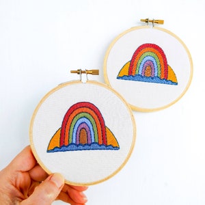 RAINBOW PROUD pdf embroidery pattern, embroidery hoop art, digital download, lgbtq, equal rights, southern equality, gay pride, equality image 2