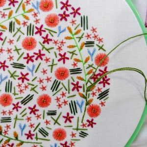 WILDFLOWER MEADOW pdf embroidery pattern, embroidery hoop art, hand embroidered, floral field, summer meadow, wildflowers, field of flower image 4