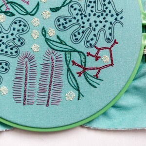 JUNE LAGOON pdf embroidery pattern, embroidery hoop art, DIY stitching, blue lagoon, under the sea, ocean inspired, tropical vibe, mermaid image 4