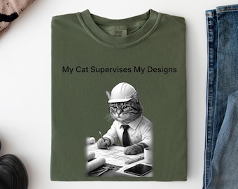 My Cat Supervises My Designs, Cat Architect, Architect shirt gift, Engineering gifts t shirt, Funny engineering t shirts, enginering tshirt