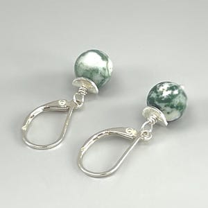 Moss Agate Earrings dangle Sterling Silver 14k Goldfill Dainty Drop Earrings dangly artisan handmade gemstone jewelry for women