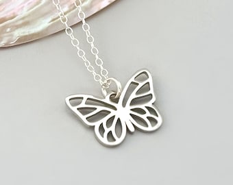 Butterfly Necklace Sterling Silver 14k Gold, handmade boho handmade unique jewelry gift for nature lovers gardeners, sister, daughter, mom