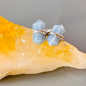 Blue Opal Dainty Stud Earrings Boho stud Earrings Blue Opal stud earrings, dainty earrings Peruvian Blue Opal stud earrings, gift for wife