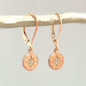 Dainty Polaris North Star Earrings dangle rose gold, gold, silver boho handmade crystal jewelry graduation gift for daughter granddaughter
