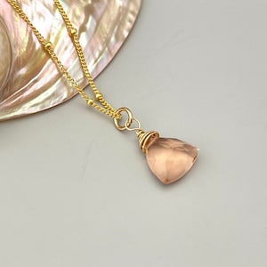 Morganite Necklace Handmade gemstone pendant 14k gold fill, Rose Gold, Sterling Silver peach pink quartz Jewelry layering necklace for women