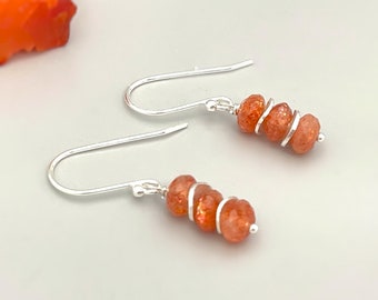 Sunstone Earrings Oregon Sunstone Jewelry sterling silver, 14k gold dangle earrings dainty earrings orange gemstone handmade gift for wife