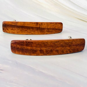 Curly Koa wood hair clips, Hawaiian wood barrettes, Fine Hair barrette, Children&#39;s hair barrettes,  wooden hair clips, 5th anniversary gift