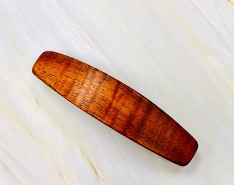 Hawaiian Wood Barrette, Curly Koa Medium AAA luxury wood hair clip, 5th anniversary gift,  fine hair barrette, wooden barrette, handmade