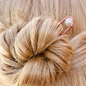 Rose Gold Pearl hair pin Bridal Hair Pin hair fork for women bun pin, bun holder pearl hair jewelry wedding hair accessories