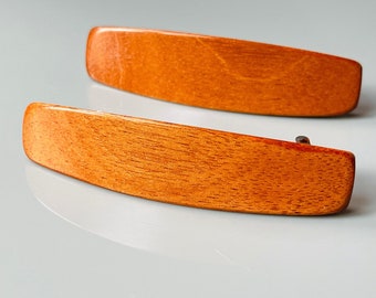 Wooden Hair Clips Small Mahogany wood hair barrettes for women Fine Hair barrettes for bangs, Children's hair gift for wife, girlfriend