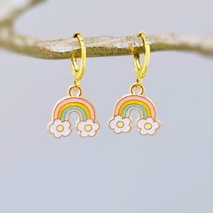 Pastel Rainbow Earrings cute flower Huggie Hoops trendy colorful cloud earrings for women pride gift unique festival pride jewelry for women