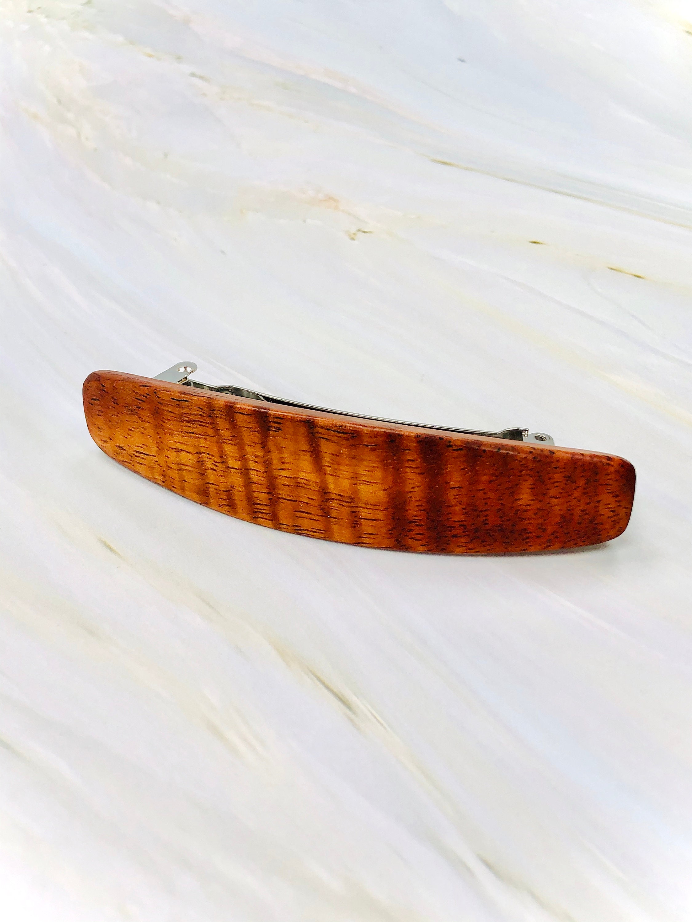 Hawaiian Wood Barrette, Curly Koa Medium AAA Luxury Wood 