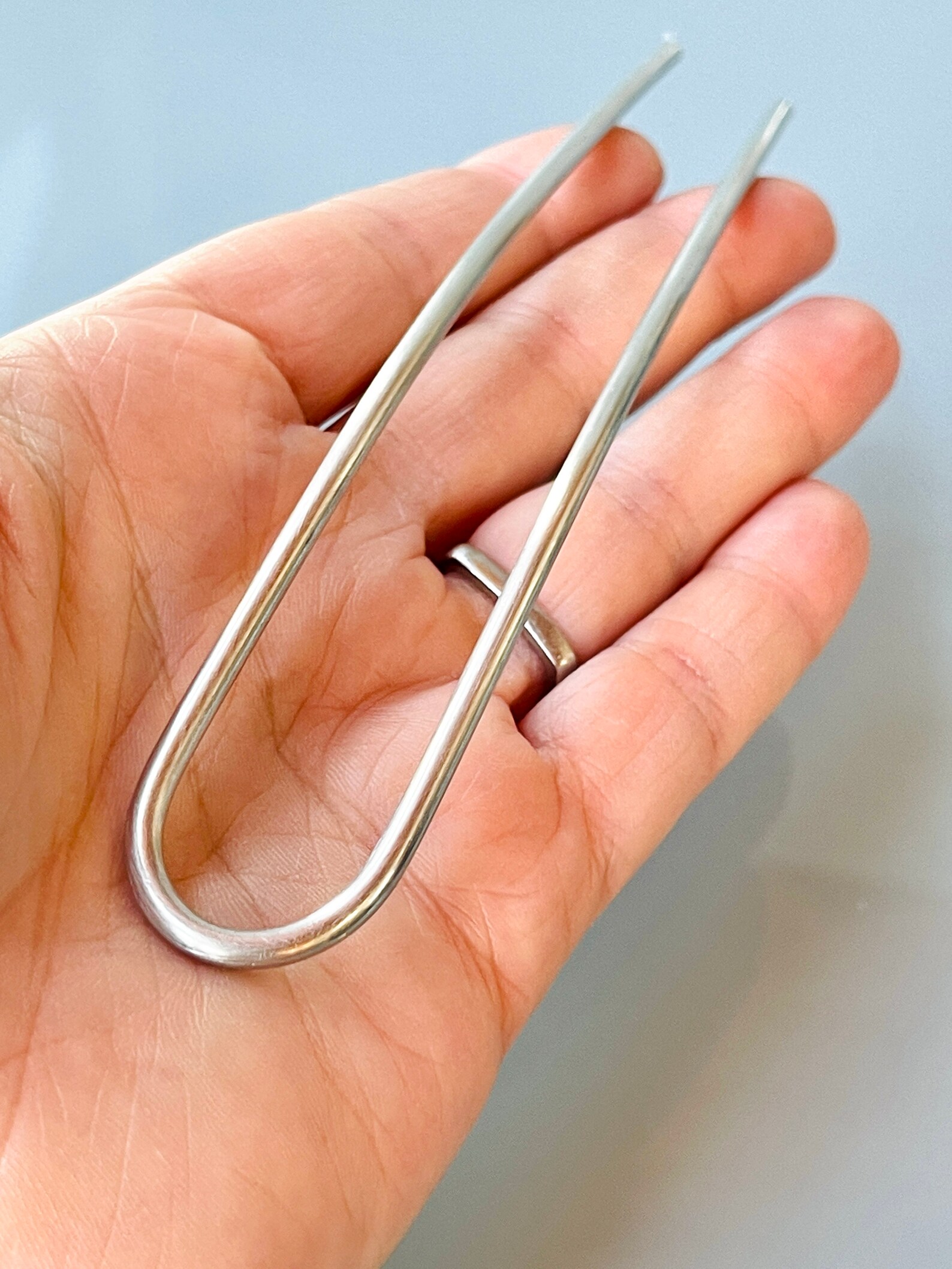 Lightweight Hair Pin Silver Metal 2 Prong Hair Fork Etsy