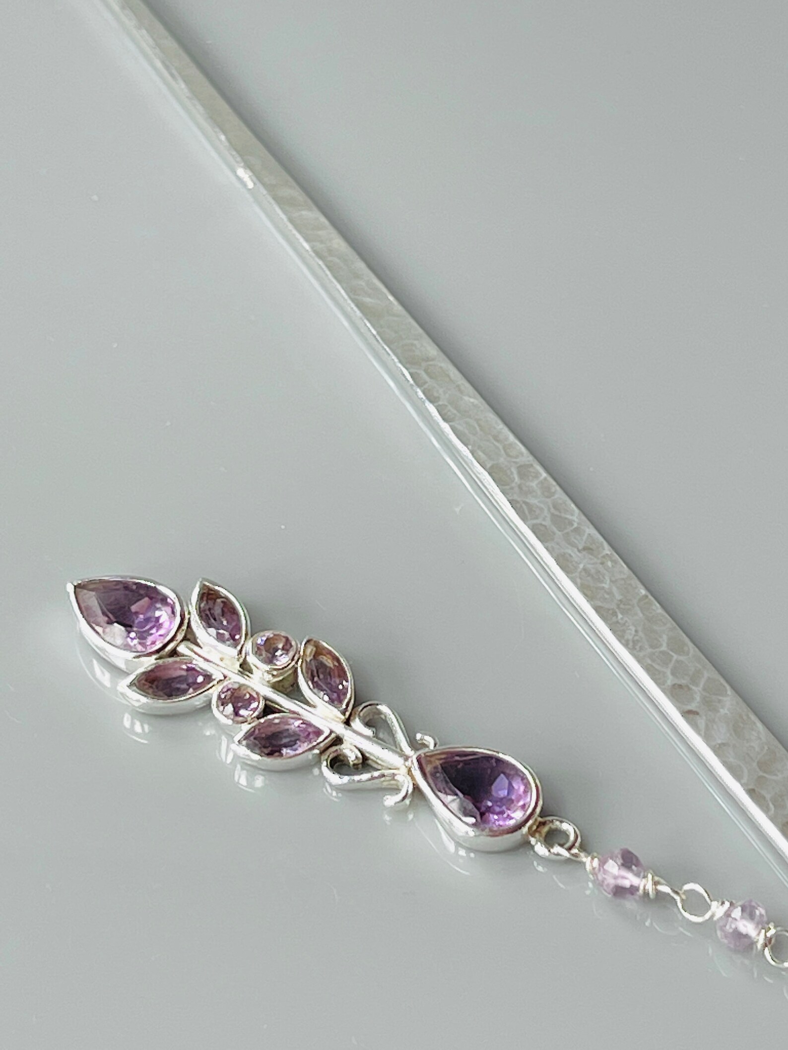 Sterling Silver Hair Stick Amethyst Wedding Hair Pin Bridal Etsy