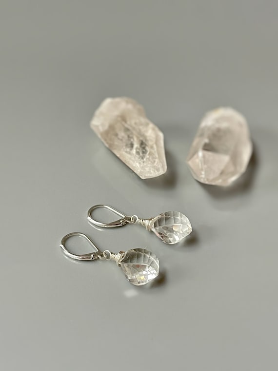 Crystal Earrings sterling silver, gold, Herkimer Earrings Handmade Jewelry crystal quartz jewelry Gemstone Gift for Wife, girlfriend