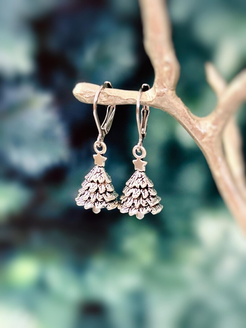 Silver Christmas Tree Earrings main image 0