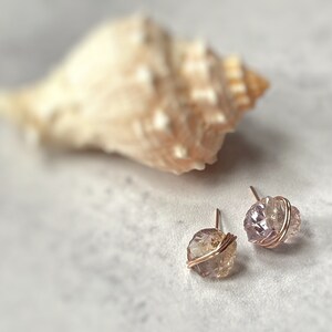 Citrine Earrings Ametrine Studs Raw Gemstone Earrings Rose Gold Handmade Citrine crystal posts sterling silver gold nugget gift for wife image 3