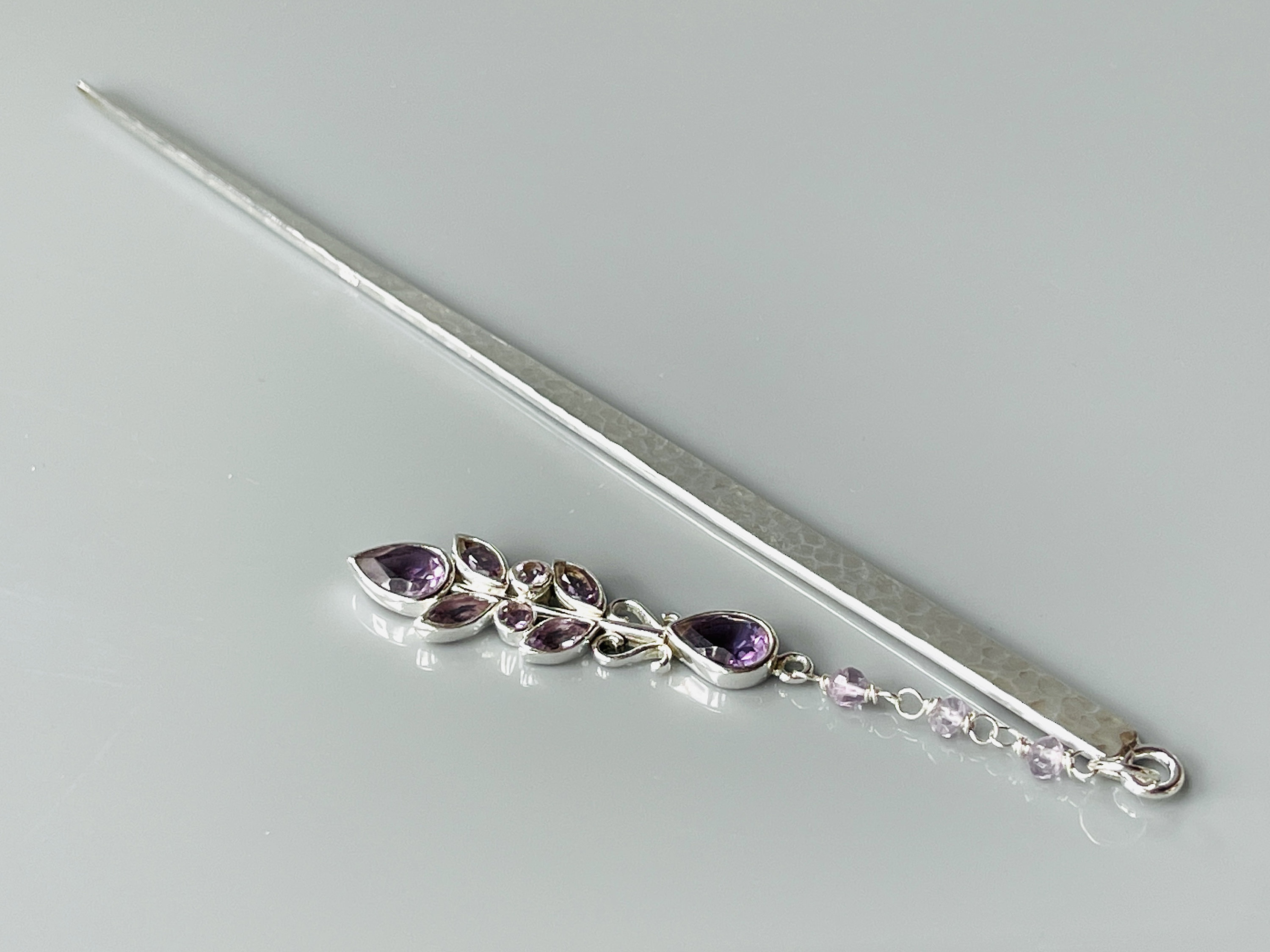 Sterling Silver Hair Stick Amethyst wedding Hair Pin bridal Etsy