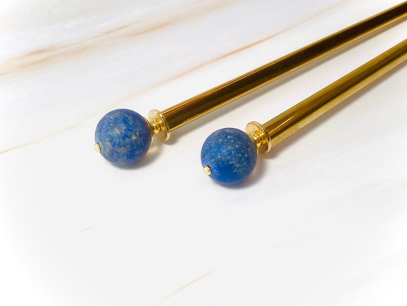 Gemstone Hair Pins Gold Hair Sticks Lapis Boho Hair Accessories Gemstone Hair Pins Gold Hair Sticks Lapis Boho Hair Accessories