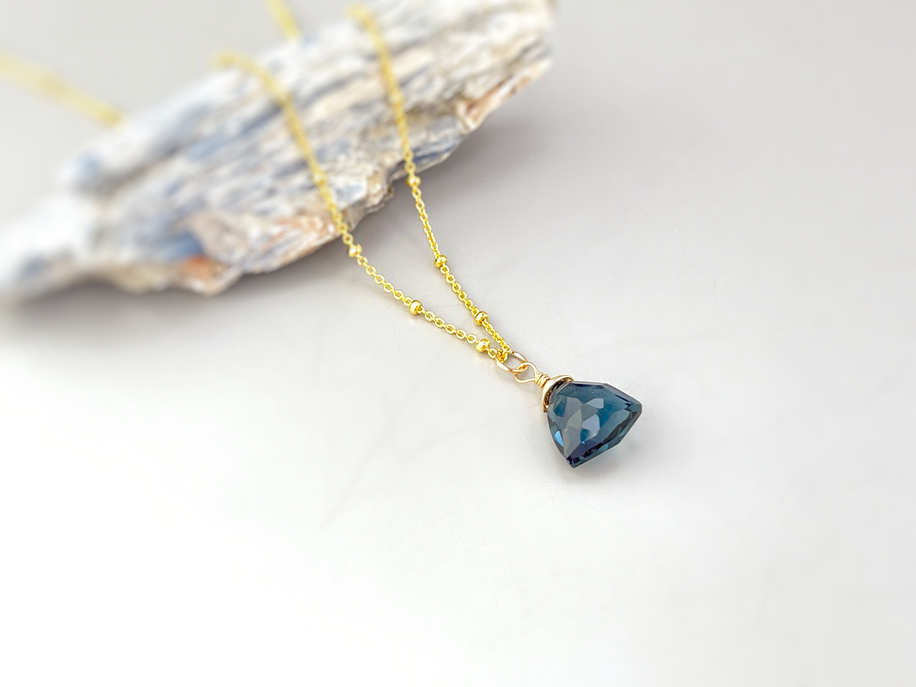 送税込【CRAFTD London】Blue Gemstone Clover Necklace☆(2色) Blue Gemstone Clover Necklace (Silver)