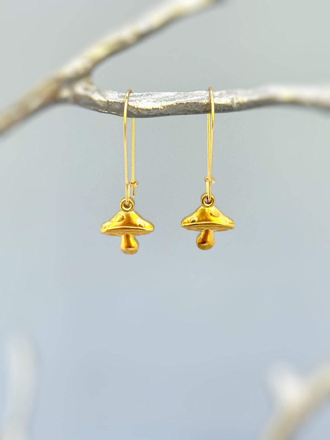 Boho Mushroom Earrings Dangle Gold, Silver Fun, Funky Nature Plant ...