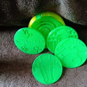 3D Printed Zodiac Coaster Set: Green Earth Signs Astrology Gift