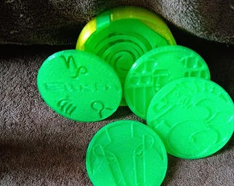 3D Printed Zodiac Coaster Set: Green Earth Signs Astrology Gift