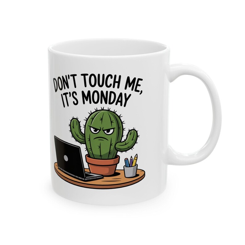 Funny Angry Cactus Mug | Don't Touch Me Monday Coffee Mug Bild 4