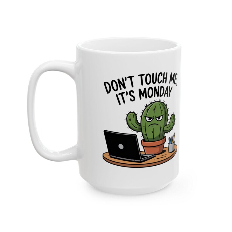 Funny Angry Cactus Mug | Don't Touch Me Monday Coffee Mug Bild 5