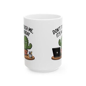 Funny Angry Cactus Mug | Don't Touch Me Monday Coffee Mug Bild 6