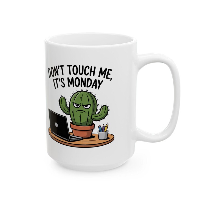 Funny Angry Cactus Mug | Don't Touch Me Monday Coffee Mug Bild 7