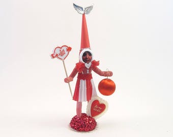 READY TO SHIP Vintage Inspired Spun Cotton Valentine's Day Big Crush Girl Ooak