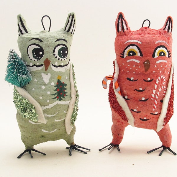 Spun Cotton Assorted Single Christmas Owl Figure/Ornament