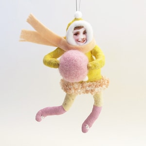 Spun Cotton Yellow Cozy Winter Child Ornament image 1