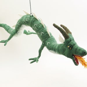 Vintage Inspired Spun Cotton Dark Green Assorted Dragon Figure/Ornament