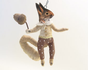 Spun Cotton Forest Squirrel Boy Ornament