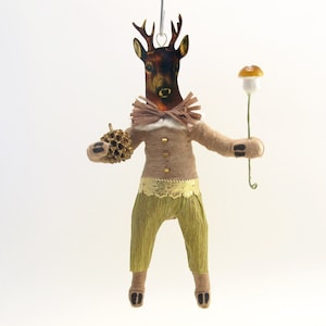 Spun Cotton Woodland Forest Stag Deer Ornament