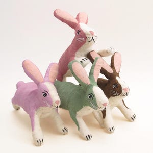Spun Cotton Leaping Bunny Figure (Single Rabbit Assorted Colors)