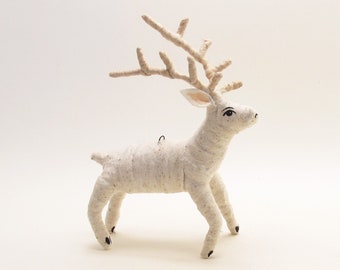 Spun Cotton White Deer Ornament/Figure