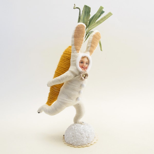 Spun Cotton Huge Carrot Score Bunny Child - Spring/Easter Figure